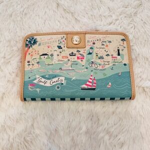 Spartina 449 Greetings From The Gulf Coast Map Wallet Pink Interior Organizer